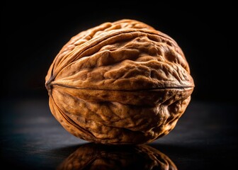 Fototapeta premium Dark Background Walnut Shell - Close-up Texture Photo for Design
