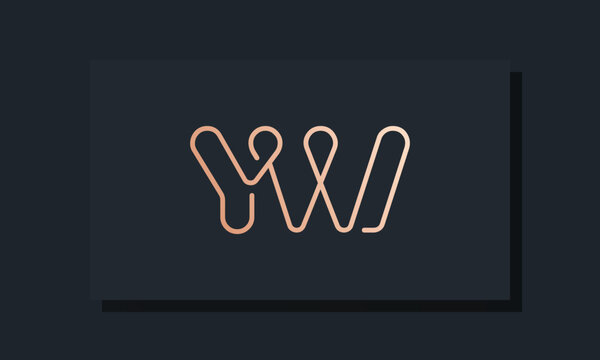 Minimal line art initial letters YW logo