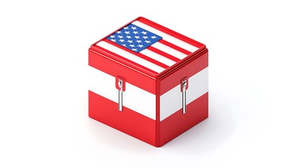 Obraz premium Patriotic Red Storage Box: A 3D Rendered Design AI Generated