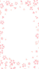 桜の花びらが舞い散るかわいいイラストの背景フレーム