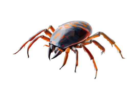 Macro closeup of a crab spider, an arachnid isolated on a white background