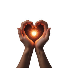 Heart Hands Sparkler: Love, Light, Hope, Warmth isolated on transparent background