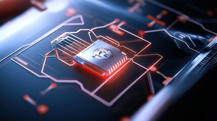 Innovative cybersecurity technology digital landscape graphic imagery high-tech environment close-up view digital protection concept