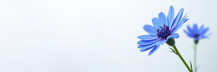 Fresh blue cornflower blossom on white background, petals, flower power, bloom