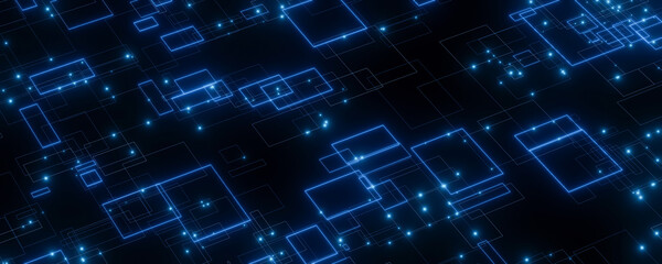Futuristic Digital Network Background with Glowing Blue Lines