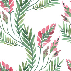 Textile seamless floral pattern with wild grasses and flowers. Design for kitchen home textiles, tablecloths, curtains, bed linen, dress fabrics, wrapping paper.