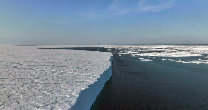 Arctic circle massive icecap and arctic ocean, Aerial view