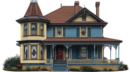 Ancient brick houses with blue windows line the historic streets of Riga's old town