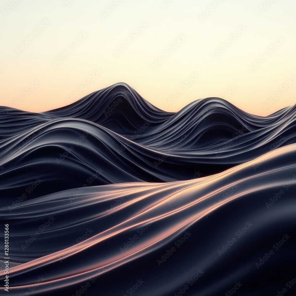 Wall mural abstract waves with soft curves and gentle gradients in light colors