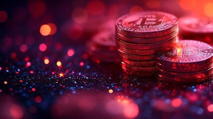 Innovative cryptocurrency background with abstract digital coins, interconnected blockchain patterns, and energetic financial graph overlays showcasing the future of digital trading and investment