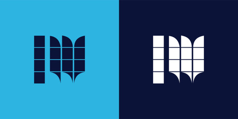Naklejka premium LW logo design with tile shape. Minimalist and modern vector illustration design suitable for business or brand