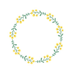 Round Flower Frame Floral Wreath Greeting illustration