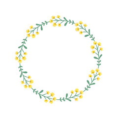 Round Flower Frame Floral Wreath Greeting illustration
