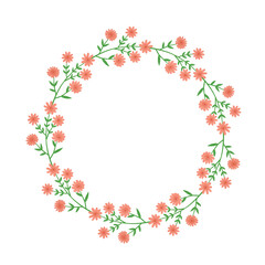 Round Flower Frame Floral Wreath Greeting illustration