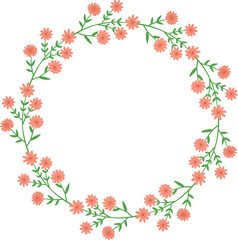 Round Flower Frame Floral Wreath Greeting illustration