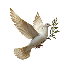 Obraz premium Dove Peace Symbol: Olive Branch, Bird, Hope isolated on transparent background
