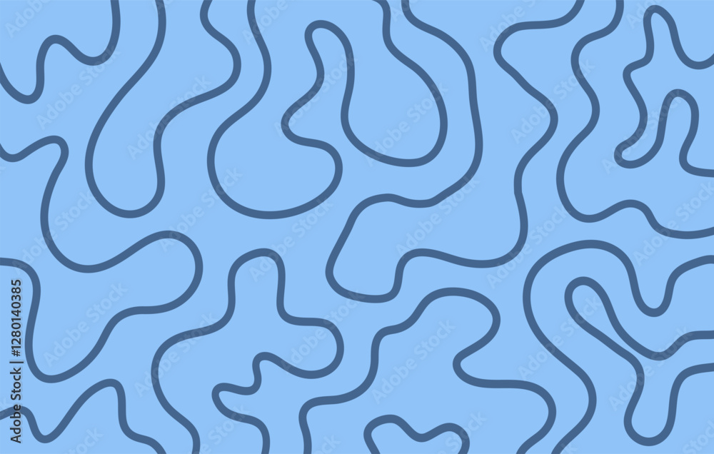 Aufkleber Abstract horizontal background with dynamic linear waves. Trendy vector illustration in style retro 60s, 70s. Blue colors