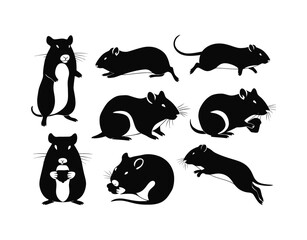 Gerbil Vector Silhouettes in Different Poses Template