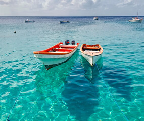 Boats in Caribbean sea