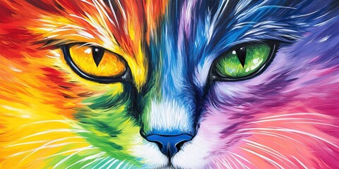rainbow cat - feline with a colorful spectrum