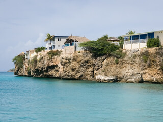 Buildings on the cliff over the sea
