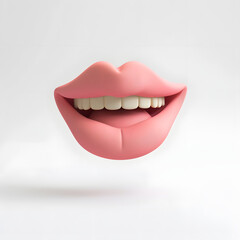 Fototapeta premium Playful Pink Lip Icon in Soft 3D Clay Rendering on White Background
