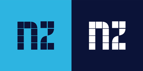 NZ logo design with tile shape. Minimalist and modern vector illustration design suitable for business or brand