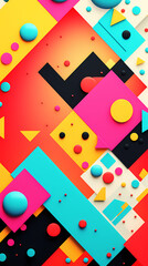 vibrant colors splashy retro geometric color geometric shapes design poster background