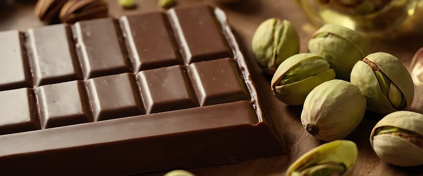 Trend Dubai chocolate with pistachio nut paste and kataifi doug. Trendy cocoa spread dessert banner,nut, arab, luxury, premium, rich, trend, trendy, arabian, dubai, market,7689
