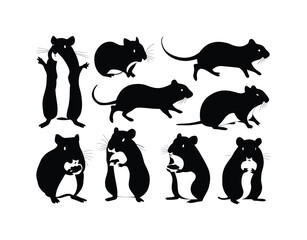 Vector Silhouette Collection of Gerbils in Poses