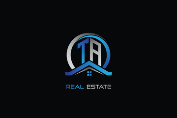TA real estate letters logo design for construction or house. TA real estate letters logo Vector design