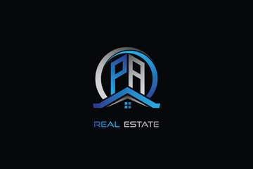 PA real estate letters logo design for construction or house. PA real estate letters logo Vector design