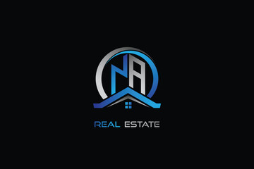 NA real estate letters logo design for construction or house. NA real estate letters logo Vector design