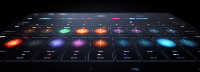 Advanced interfaces design, buttons and glow touch panels.