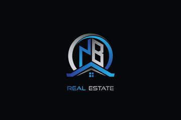 NB real estate letters logo design for construction or house. NB real estate letters logo Vector design