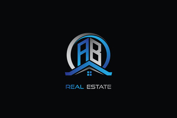 AB real estate letters logo design for construction or house. AB real estate letters logo Vector design