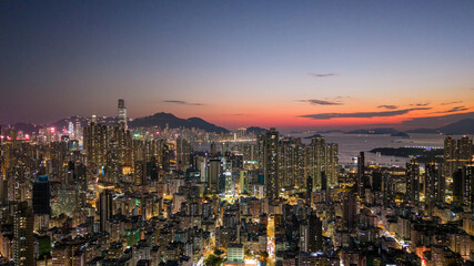 Jan 27 2025 City Skyline During Twilight Overlooking Urban Landscape, Kowloon