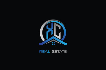XC real estate letters logo design for construction or house. XC real estate letters logo Vector design