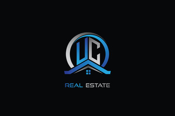 UC real estate letters logo design for construction or house. UC real estate letters logo Vector design