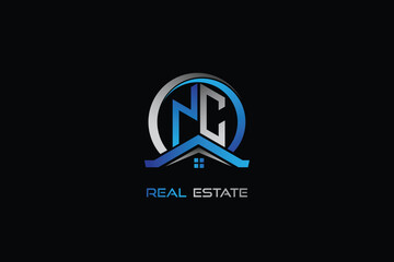 NC real estate letters logo design for construction or house. NC real estate letters logo Vector design
