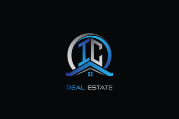 IC real estate letters logo design for construction or house. IC real estate letters logo Vector design