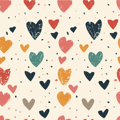 Seamless pattern multicolored hearts on a white background