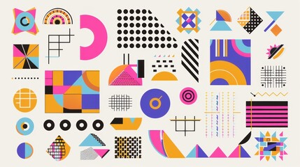 Fototapeta premium Unleash Creativity with the Mega Set of Memphis Design Elements