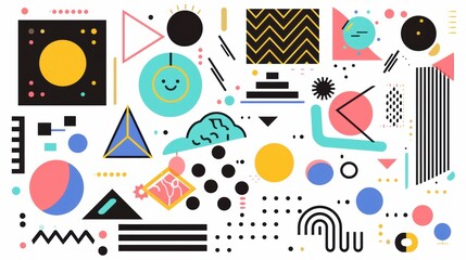 Obraz premium Unleash Creativity with the Mega Set of Memphis Design Elements