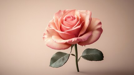 Studio shot of a single peach rose.  Possible use for love, beauty, or floral themes