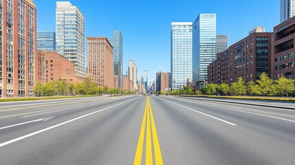 Obraz premium Urban vista with modern architecture and a clear blue sky capturing the essence of city life and contemporary design on a sunny day