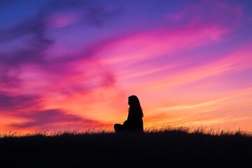 Peaceful Scene of a Young Muslim Woman in Prayer.