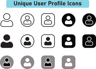 User profile icon set. people, profile, person, sign up button, vector collection.
