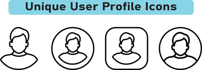 User profile icon set. people, profile, person, sign up button, vector collection.