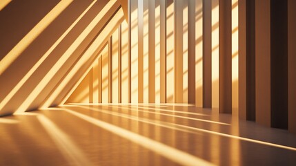 Sunlight streams through modern building interior, illuminating empty space, perfect for presentations